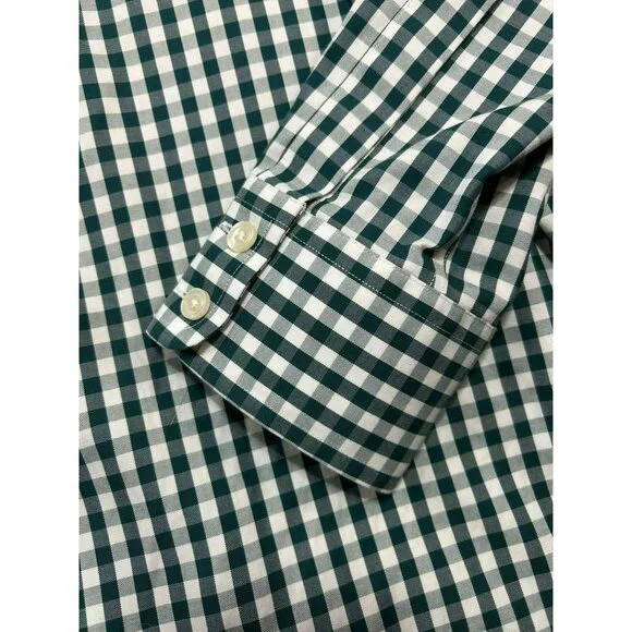 Charles Tyrwhitt Green & White Gingham Non-Iron Slim Fit Dress Shirt Size 17.5/3 - Picture 5 of 6